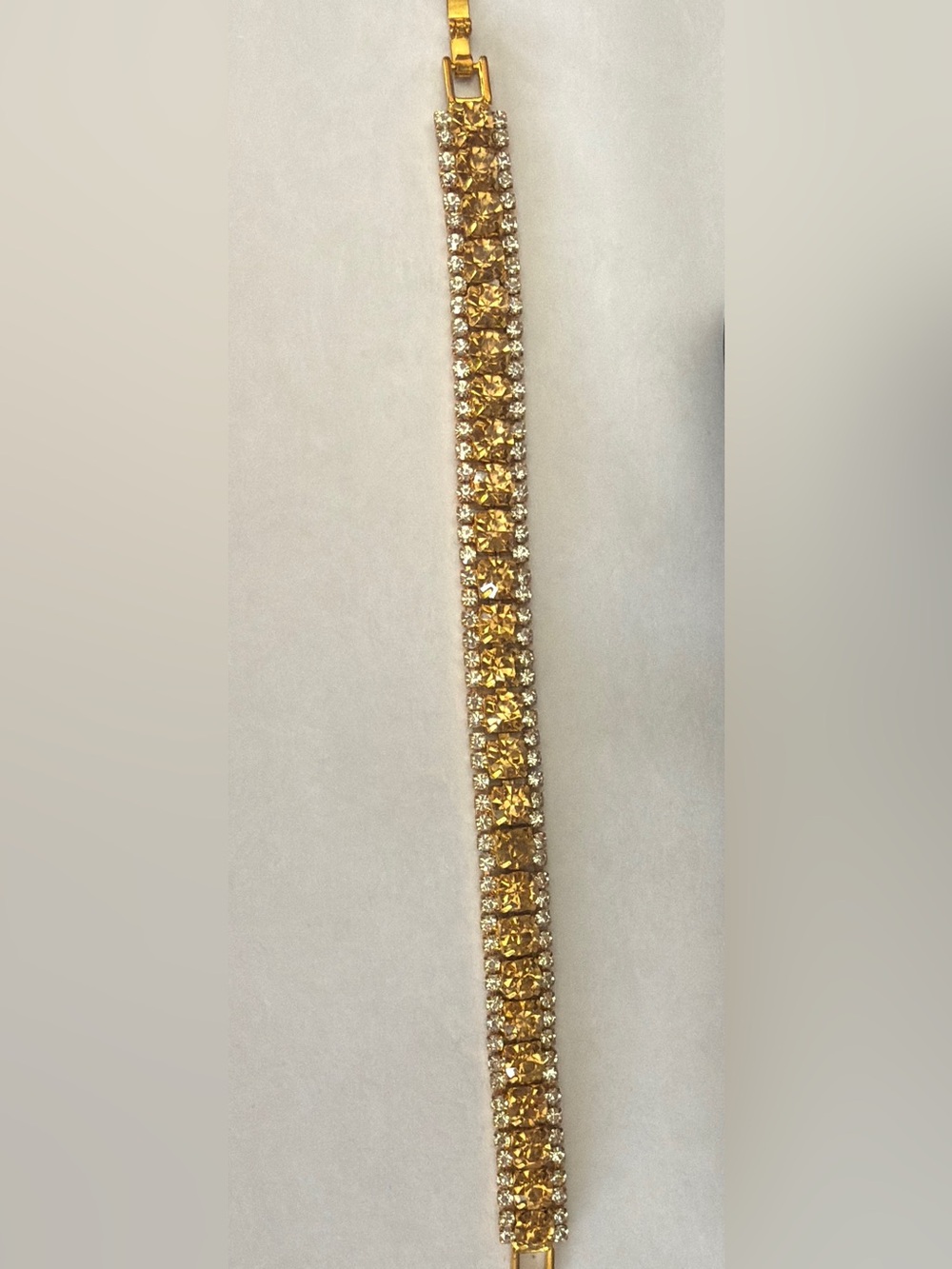 Elegant triple-row fashion champagne canary yellow gold tone tennis bracelet
